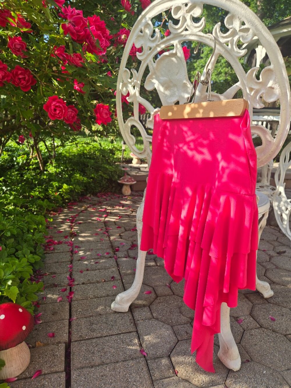 Hot pink tiered salsa mini skirt